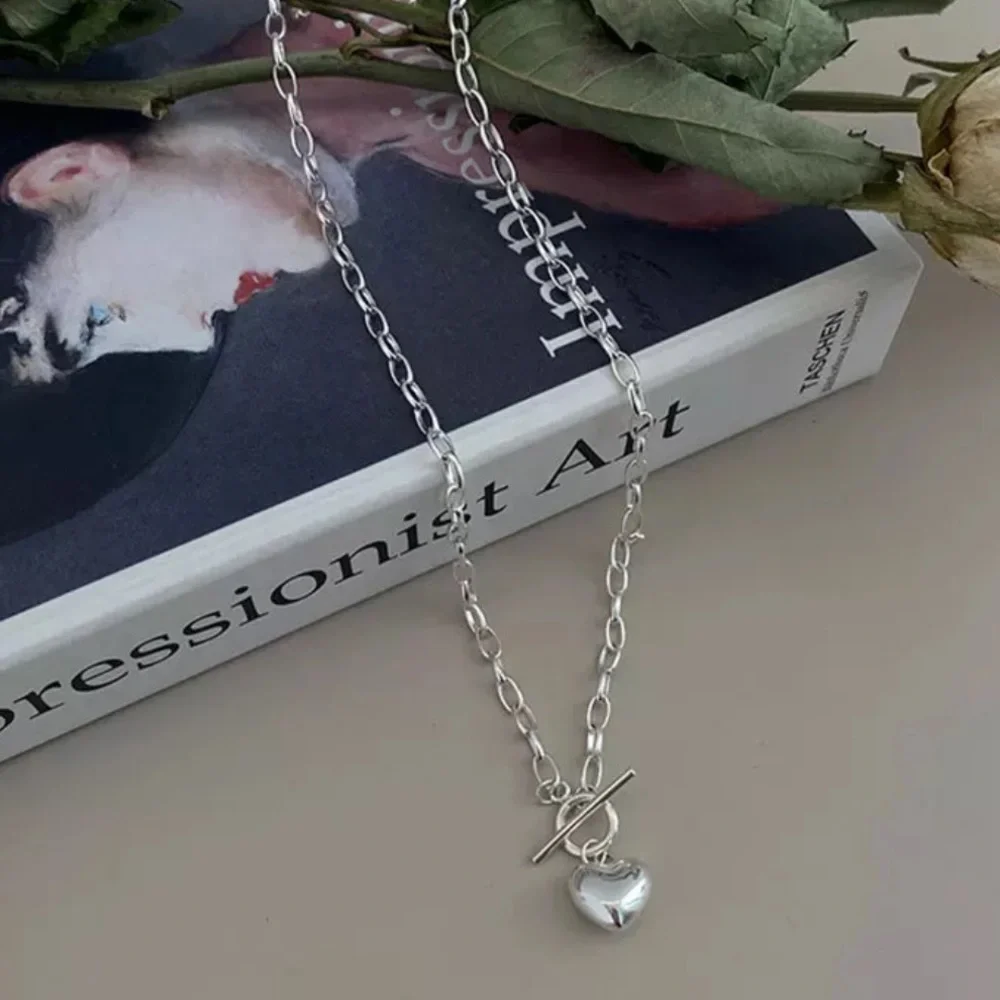 STERLING SILVER ELEGANT HEART NECKLACE - Picture 2 of 6